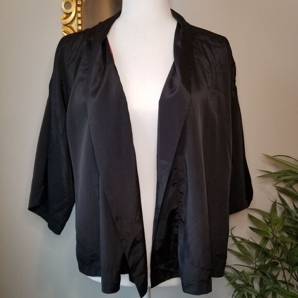 H&M Satin black/floral Kimono - Picture 1 of 8